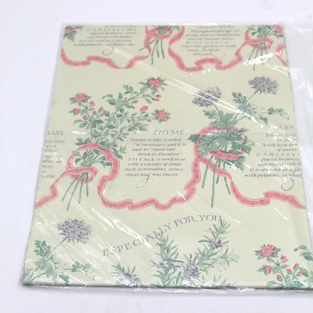 Vintage Wrapping Paper Bridal Shower Herbs American Greetings 1 Sheet Gift Wrap